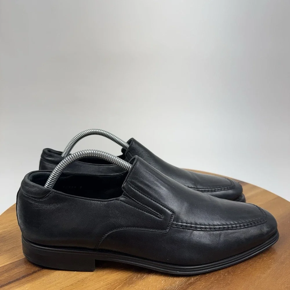 Mens Magnanni Madrid Black Leather Slip On Casual Venetian Loafers Size 9 D GUC